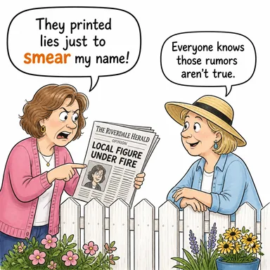 smear (lekelemek, (iftira) atmak, bulaştırmak) karikatürü — diyalogla bağlam içinde öğren