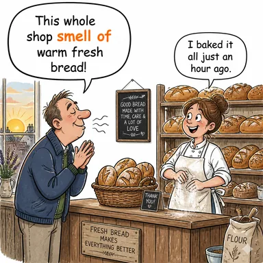 smell of (... gibi kokmak, ... kokusuna sahip olmak) karikatürü — diyalogla bağlam içinde öğren