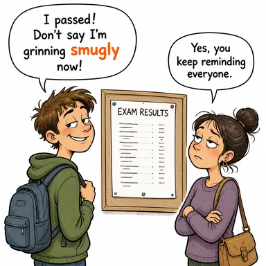 smugly (kendini beğenmişçesine, böbürlenerek) karikatürü — diyalogla bağlam içinde öğren