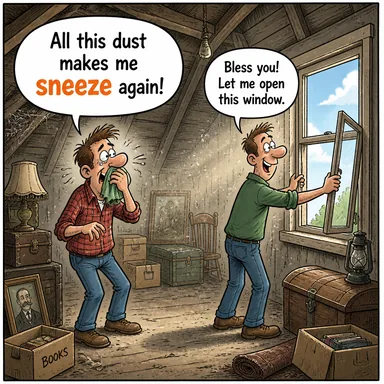 sneeze (hapşırmak) karikatürü — diyalogla bağlam içinde öğren
