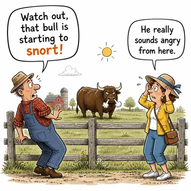 snort (burnundan solumak, pıskırmak (öfke/alay)) karikatürü — diyalogla bağlam içinde öğren