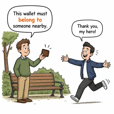 belong to (ait olmak) karikatürü — diyalogla bağlam içinde öğren