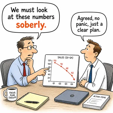 soberly (ciddiyetle, ağırbaşlılıkla, ayık kafa ile) karikatürü — diyalogla bağlam içinde öğren