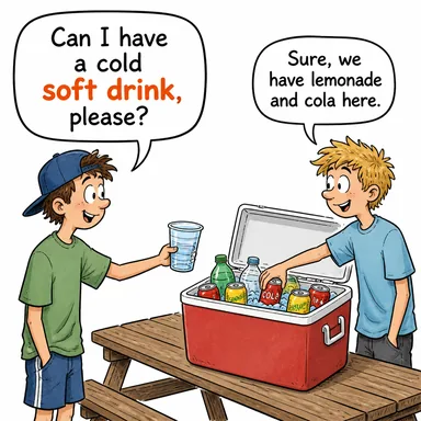 soft drink (alkolsüz içecek, meşrubat) karikatürü — diyalogla bağlam içinde öğren