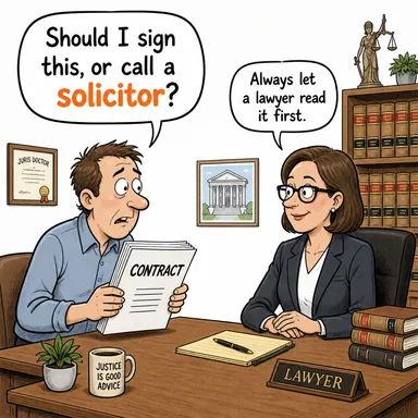 solicitor (avukat, hukuk danışmanı) karikatürü — diyalogla bağlam içinde öğren