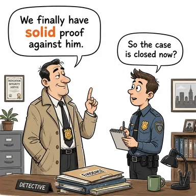 solid (katı, sağlam, somut (kanıt)) karikatürü — diyalogla bağlam içinde öğren