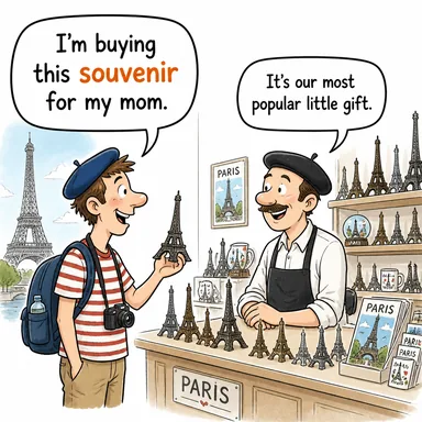 souvenir (hediyelik eşya, hatıra) karikatürü — diyalogla bağlam içinde öğren