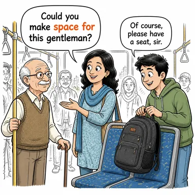 space for (yer açmak, boşluk bırakmak) karikatürü — diyalogla bağlam içinde öğren