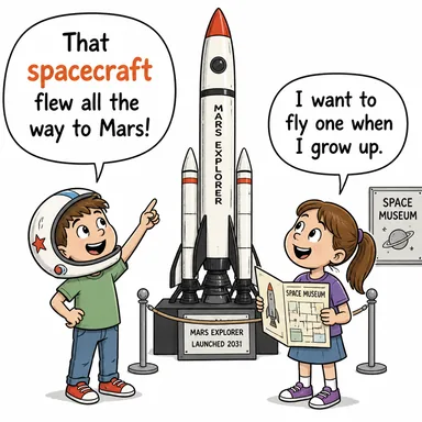 spacecraft (uzay aracı) karikatürü — diyalogla bağlam içinde öğren