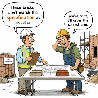 specification (şartname, teknik özellik, tanımlama) karikatürü — diyalogla bağlam içinde öğren