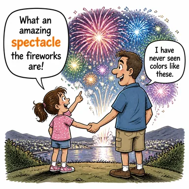 spectacle (görsel şölen, manzara, ilginç görüntü) karikatürü — diyalogla bağlam içinde öğren