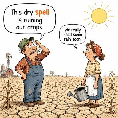 spell (büyü; (kısa) süre, dönem; hecelemek) karikatürü — diyalogla bağlam içinde öğren