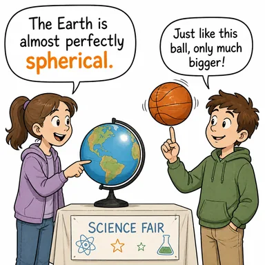 spherical (küresel, top şeklinde) karikatürü — diyalogla bağlam içinde öğren
