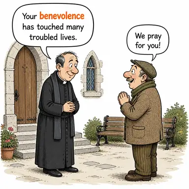 benevolence (hayırseverlik, iyilik, lütuf) karikatürü — diyalogla bağlam içinde öğren