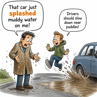 splash (sıçratmak, çarpmak (su)) karikatürü — diyalogla bağlam içinde öğren