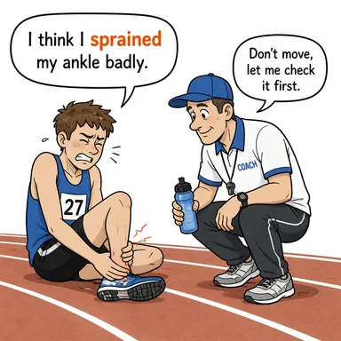 sprain (burkmak, incitmek (bilek vb.)) karikatürü — diyalogla bağlam içinde öğren
