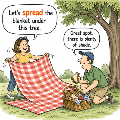 spread (yayılmak, yaymak; bulaşmak) karikatürü — diyalogla bağlam içinde öğren