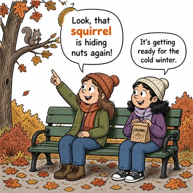 squirrel (sincap) karikatürü — diyalogla bağlam içinde öğren