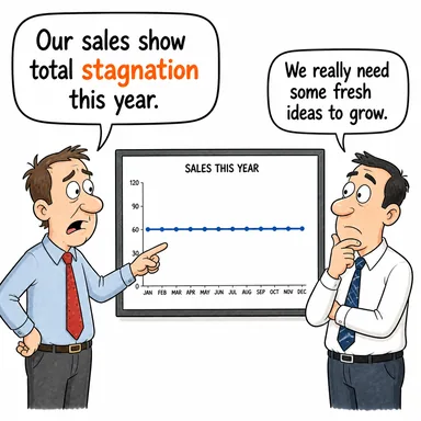 stagnation (durgunluk, duraklama (ekonomik)) karikatürü — diyalogla bağlam içinde öğren
