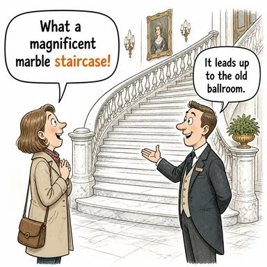staircase (merdiven, merdiven boşluğu) karikatürü — diyalogla bağlam içinde öğren