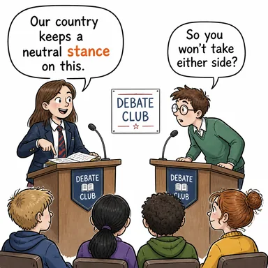 stance (duruş, tutum, yaklaşım (bir konu hakkında)) karikatürü — diyalogla bağlam içinde öğren