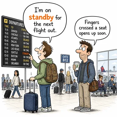 standby (hazırda bekleme, yedek) karikatürü — diyalogla bağlam içinde öğren