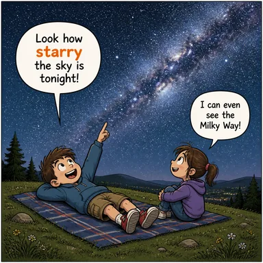 starry (yıldızlı) karikatürü — diyalogla bağlam içinde öğren