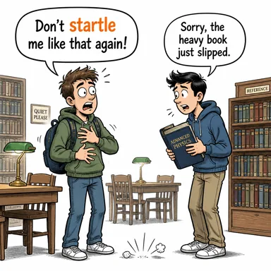 startle (ürkitmek, şaşırtmak, irkiltmek) karikatürü — diyalogla bağlam içinde öğren