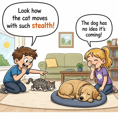 stealth (gizlilik, görünmezlik) karikatürü — diyalogla bağlam içinde öğren