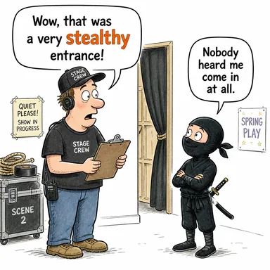 stealthy (gizli, sinsi, göze çarpmayan) karikatürü — diyalogla bağlam içinde öğren