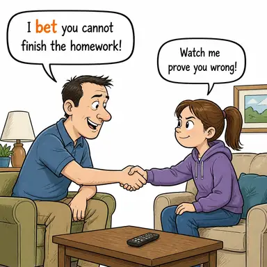 bet (bahse girmek, iddia etmek) karikatürü — diyalogla bağlam içinde öğren