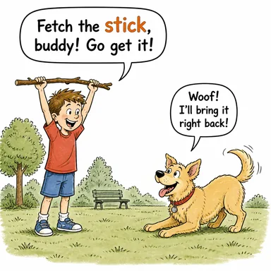 stick (çubuk, sopa, değnek) karikatürü — diyalogla bağlam içinde öğren