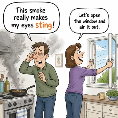 sting (sokmak (böcek), can yakmak, sızlamak) karikatürü — diyalogla bağlam içinde öğren