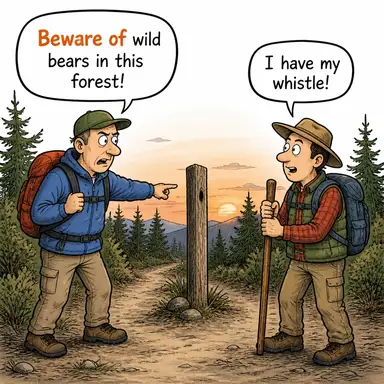 beware of (sakınmak, dikkat etmek) karikatürü — diyalogla bağlam içinde öğren