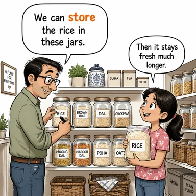 store (depolamak, saklamak) karikatürü — diyalogla bağlam içinde öğren