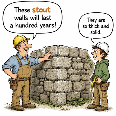 stout (iri kıyım, yapılı, sağlam) karikatürü — diyalogla bağlam içinde öğren