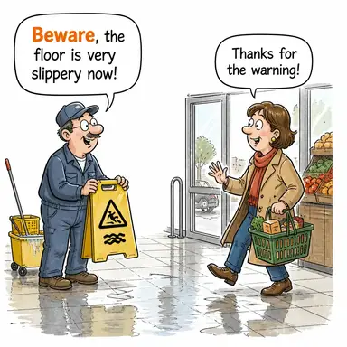 beware (sakınmak, dikkatli olmak) karikatürü — diyalogla bağlam içinde öğren