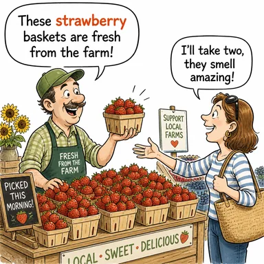 strawberry (çilek) karikatürü — diyalogla bağlam içinde öğren