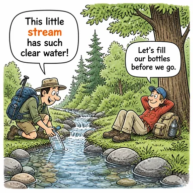 stream (akıntı, dere, akış) karikatürü — diyalogla bağlam içinde öğren