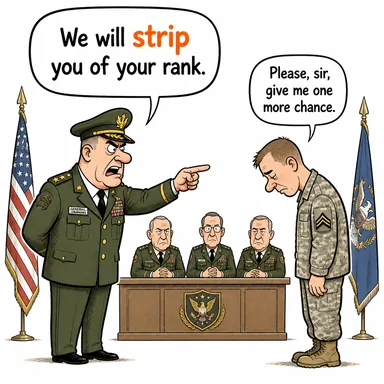 strip (soymak, (unvan vb) elinden almak, şerit) karikatürü — diyalogla bağlam içinde öğren