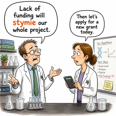stymie (engellemek, taş koymak, sekteye uğratmak) karikatürü — diyalogla bağlam içinde öğren
