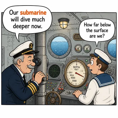 submarine (denizaltı) karikatürü — diyalogla bağlam içinde öğren