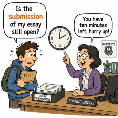 submission (teslim olma, boyun eğme; sunma (belge)) karikatürü — diyalogla bağlam içinde öğren