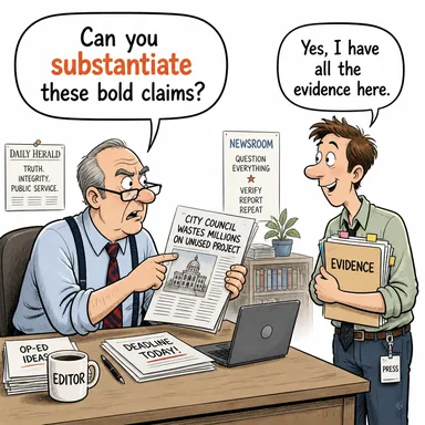 substantiate (kanıtlamak, doğrulamak, temellendirmek) karikatürü — diyalogla bağlam içinde öğren