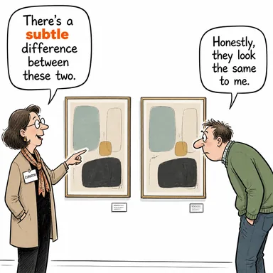 subtle (ince, hemen göze çarpmayan, zekice, kurnaz) karikatürü — diyalogla bağlam içinde öğren