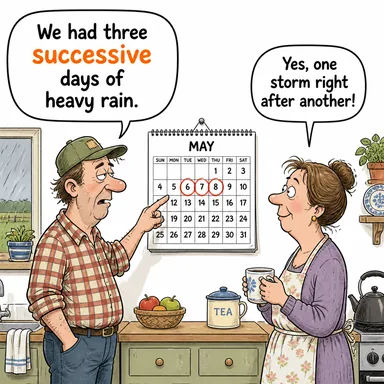 successive (ardışık, peş peşe gelen, birbirini izleyen) karikatürü — diyalogla bağlam içinde öğren