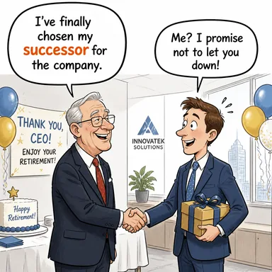 successor (halef, yerine geçen) karikatürü — diyalogla bağlam içinde öğren