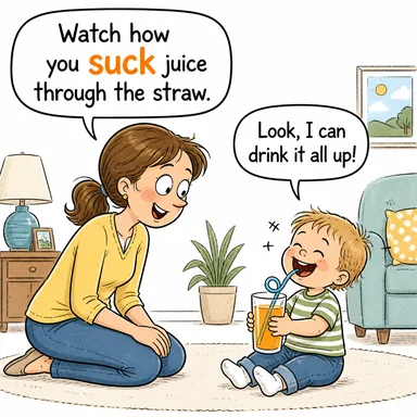 suck (emmek, içine çekmek) karikatürü — diyalogla bağlam içinde öğren