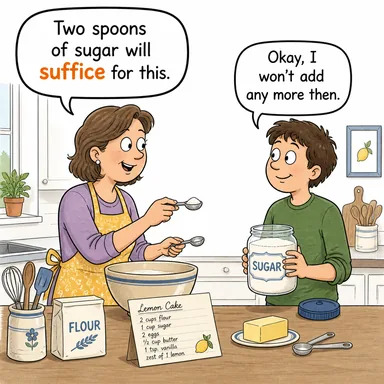 suffice (yeterli olmak, yetmek) karikatürü — diyalogla bağlam içinde öğren