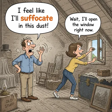 suffocate (boğulmak, boğmak, havasız kalmak) karikatürü — diyalogla bağlam içinde öğren